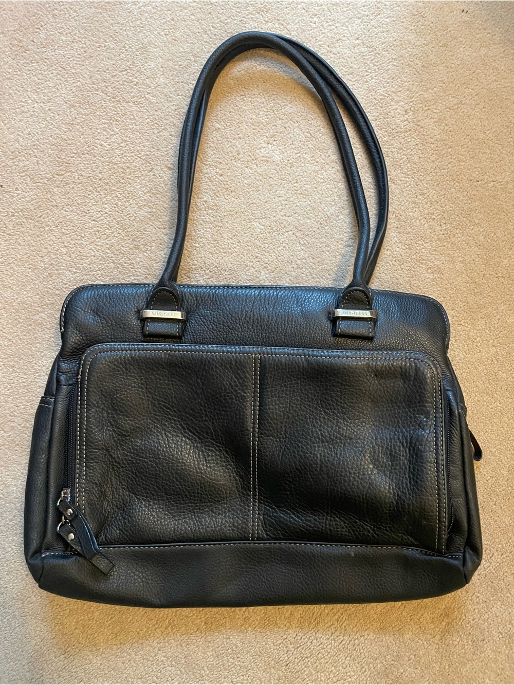 Aurielle Black Leather Shoulder Tote